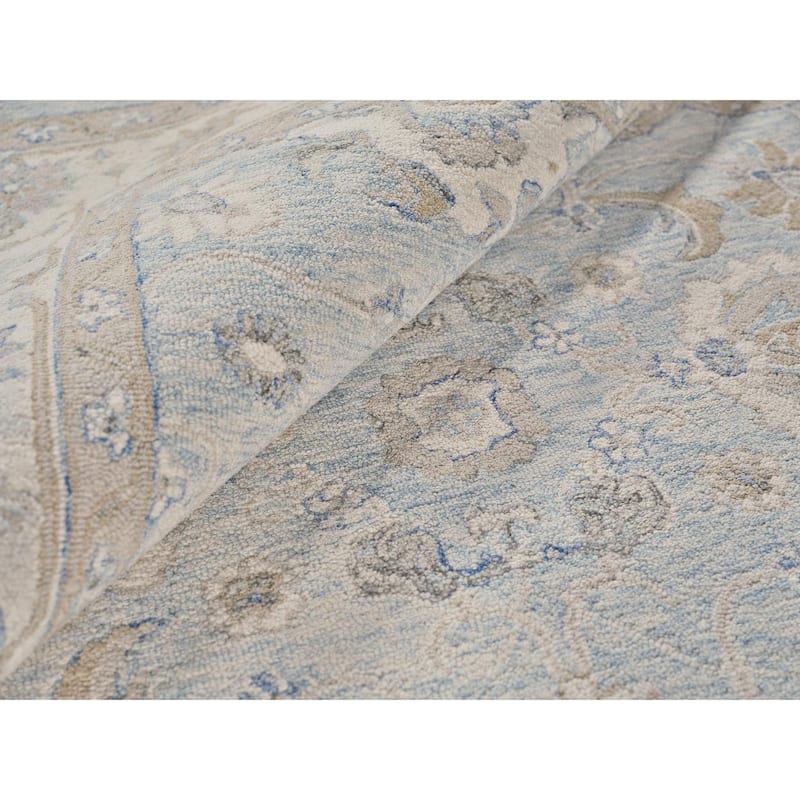 Exquisite Rugs Marietta Oushak Handmade Hand-tufted New Zealand Wool on Canvas Light Blue/Ivory Area Rug