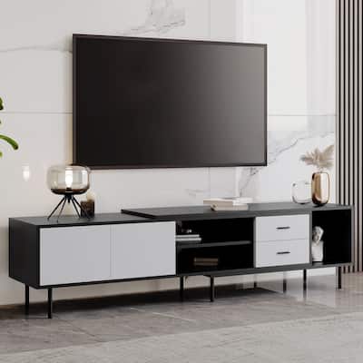 Living Room TV Stand with Storage and Two Drawers