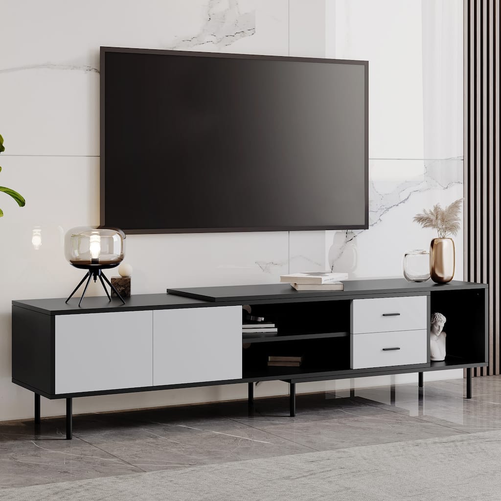 Living Room TV Stand with Storage and Two Drawers