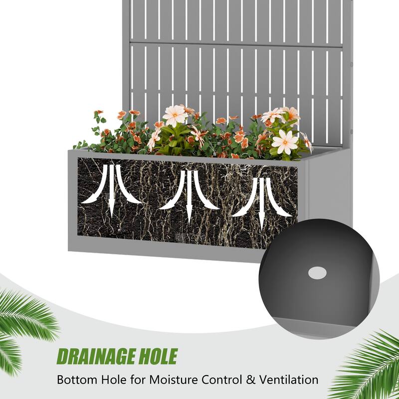 Raised Garden Bed Planter with Trellis Movable Planter Box with Lockable Wheels