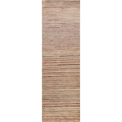 Striped Gabbeh Kashkoli Runner Rug Hand-knotted Oriental Wool Carpet - 2'7" x 9'5"