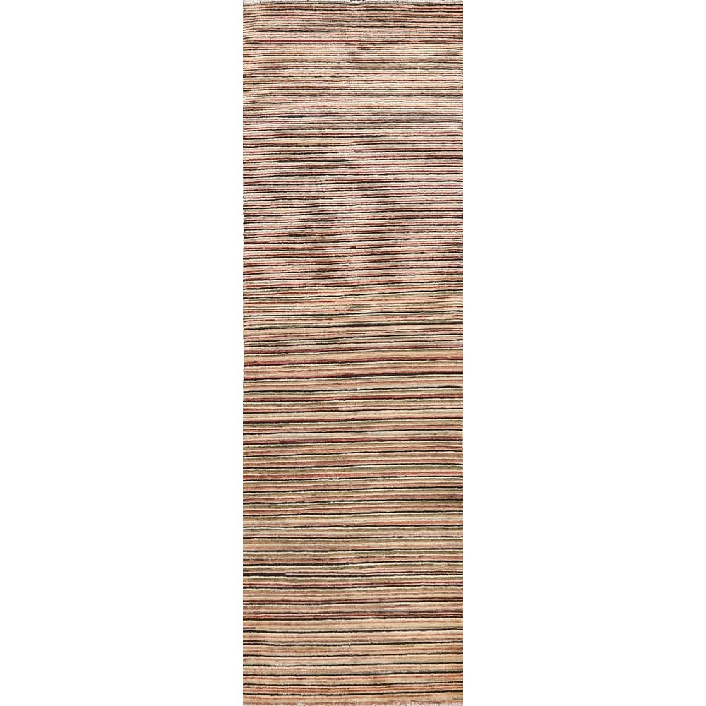Striped Gabbeh Kashkoli Runner Rug Hand-knotted Oriental Wool Carpet - 2'7" x 9'5"