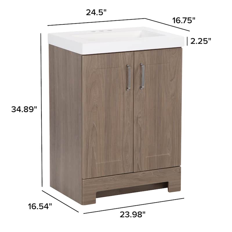 Callen 24" 2-Door Bathroom Vanity With White Sink Top