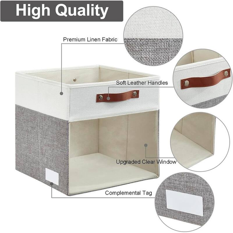 4 Pack Linen Foldable Storage Bins (13 x 13 inch)