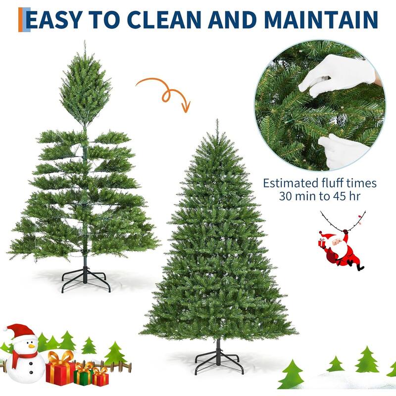 Prelit 4.5FT, Christmas Tree with 200 Lights 8 Modes Lights, Foldable Stand, On/Off Foot Pedal