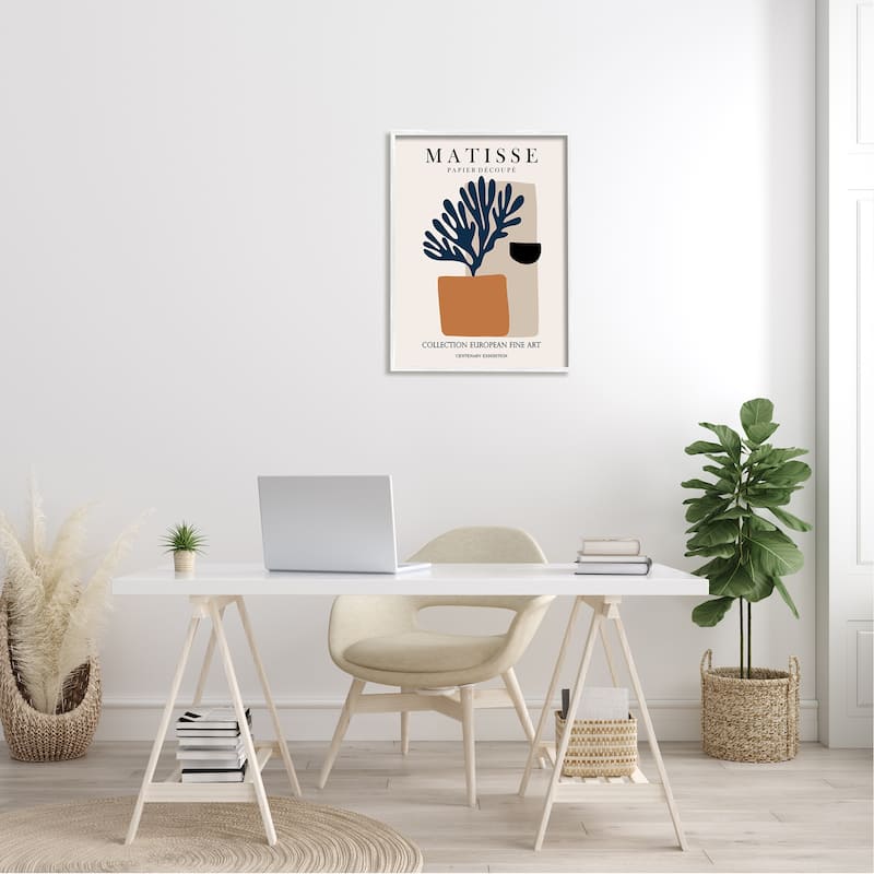 Stupell Geometric Shapes Floral Botanicals Neutral Matisse Design Framed Wall Art - Orange