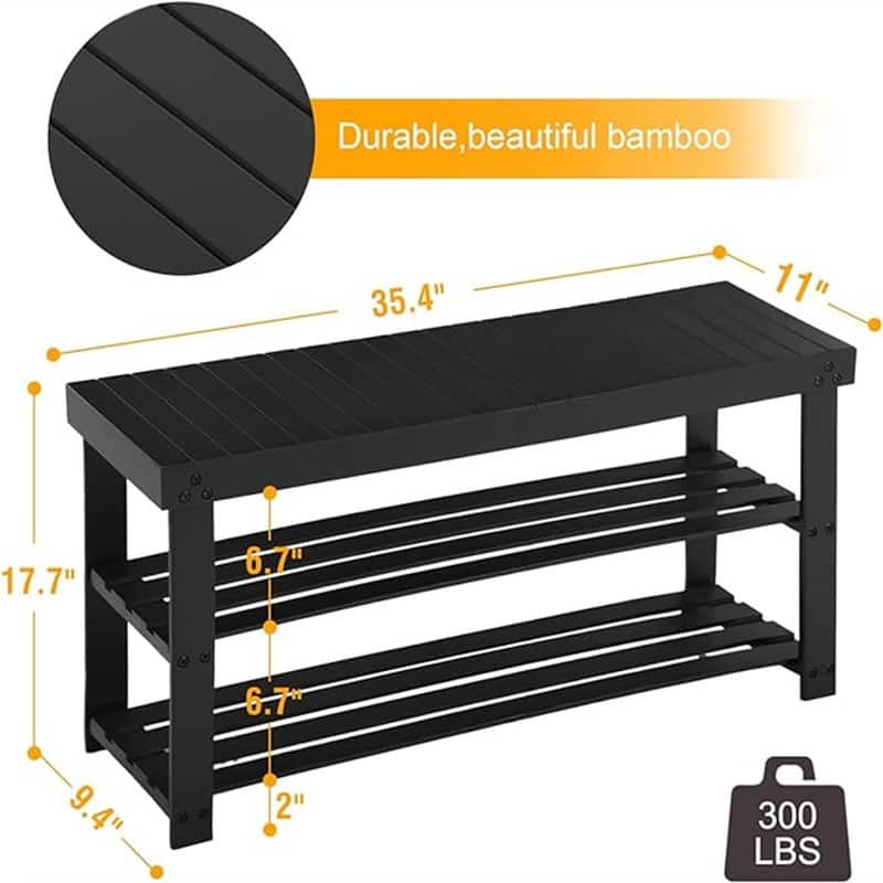 Shoe Rack for Entryway - 35.4"D x 11"W x 17.7"H