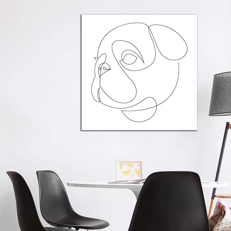 iCanvas "One Line Pug" by Addillum Canvas Print - 37x37x1.5