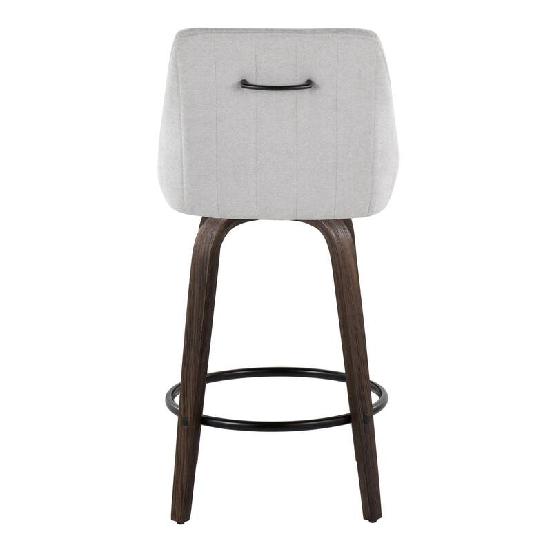 The Gray Barn Hadley 26" Fixed-Height Upholstered Counter Stool with Bent Wood Legs & Round Footrest (Set of 2)