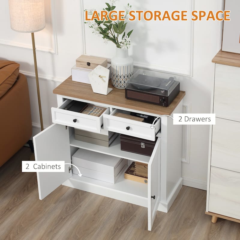 Sideboard Buffet Cabinet, Kitchen Cabinet, Coffee Bar Cabinet with 2 Drawers and Double Door Cupboard for Living Room, Entryway