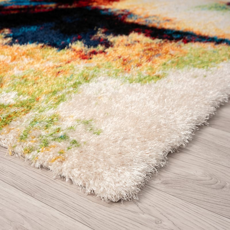 Zenith Abstract Shag Gold/Beige Area Rug