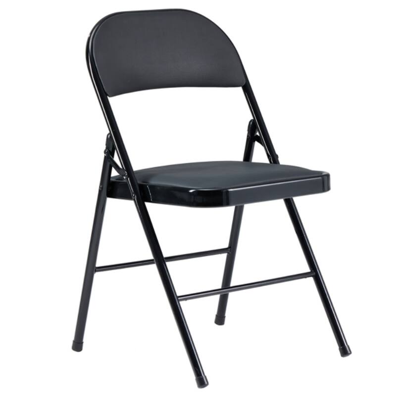 4pcs Elegant Foldable Iron & PVC Chairs for Convention & Exhibition Black - 15.75"L x 17.72"W x 30.71"H