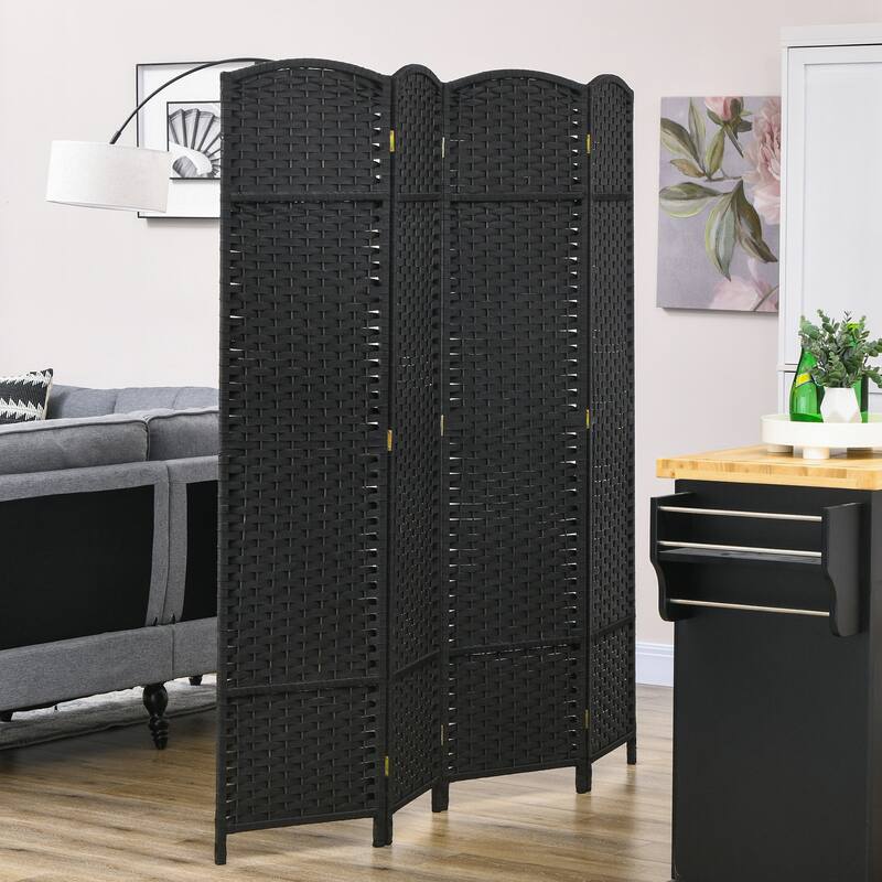 HOMCOM Room Divider, 4 Panel Folding Privacy Screen, 5.6' Tall Freestanding Partition - Black