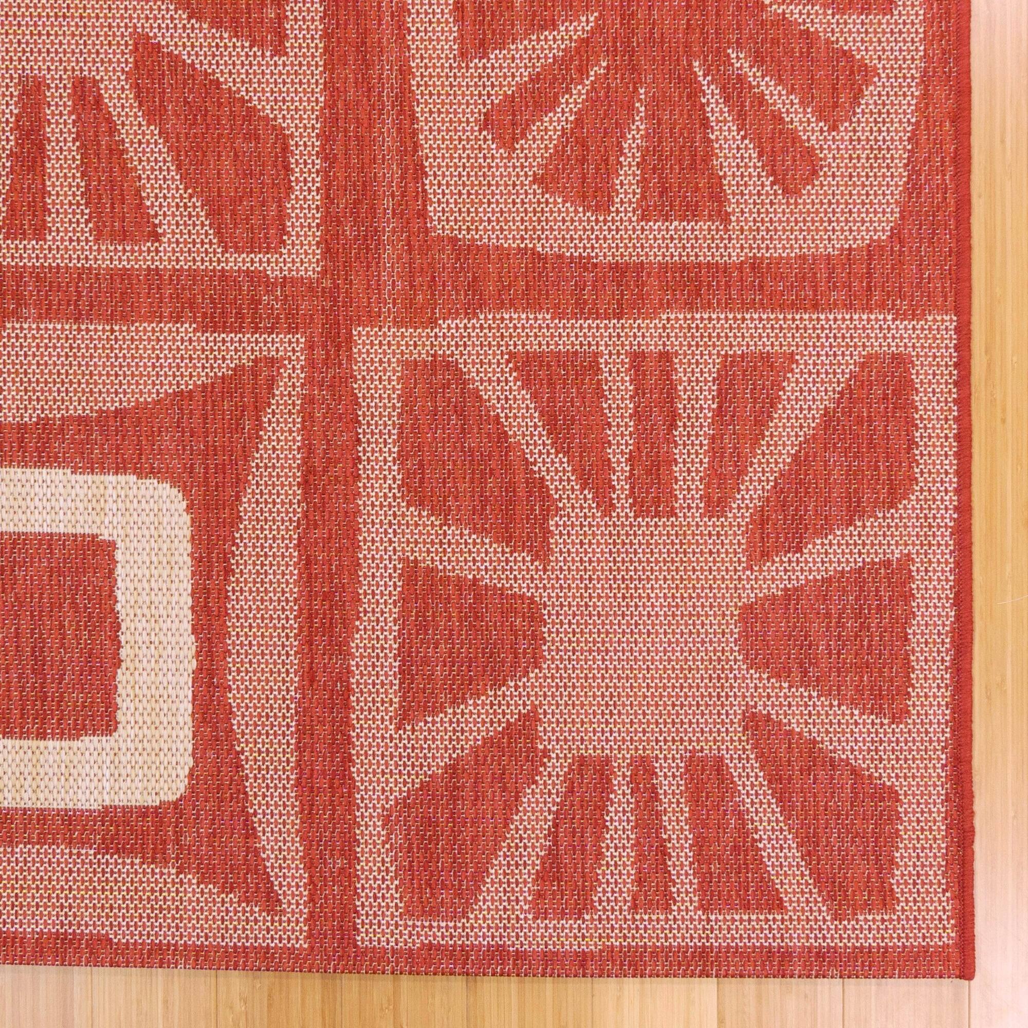 Reyn Spooner Kona Coast Oahu Red Tropical Tribal Patchwork Flatweave