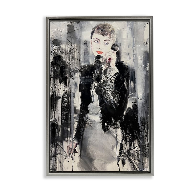 Stupell Classic Beauty Fashionista Framed Floater Canvas Wall Art Design By Lucille Lee - 17 x 25 - Grey