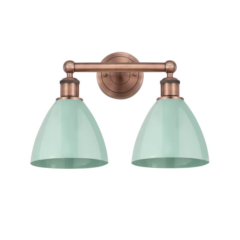 Innovations Lighting 616-2W-12-17 Plymouth Vanity Plymouth Dome 2 - Antique Copper / Seafoam
