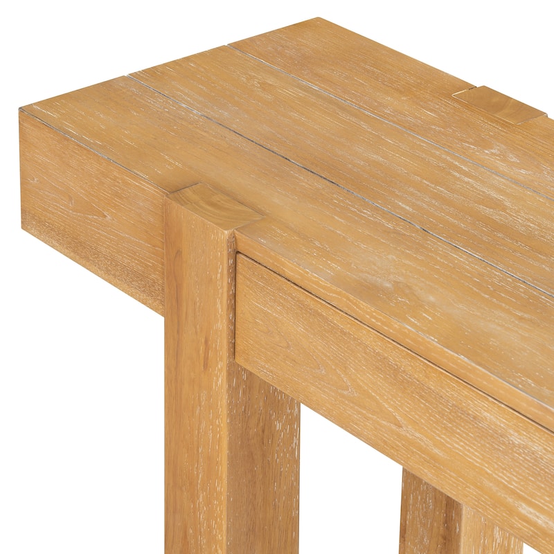 Rustic Minimalist Console Table with 1 Hidden Drawer and Side Power Outlet