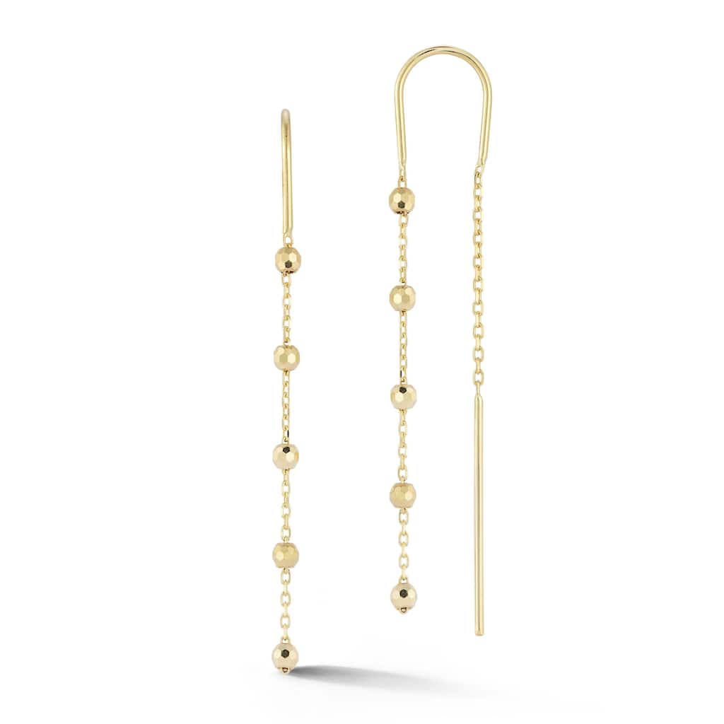 Soleil 14K Gold Diamond Cut Ball Threader Earrings