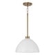 preview thumbnail 1 of 6, Ross 1-Light Pendant - 13"W x 8.75"H Aged Brass and White