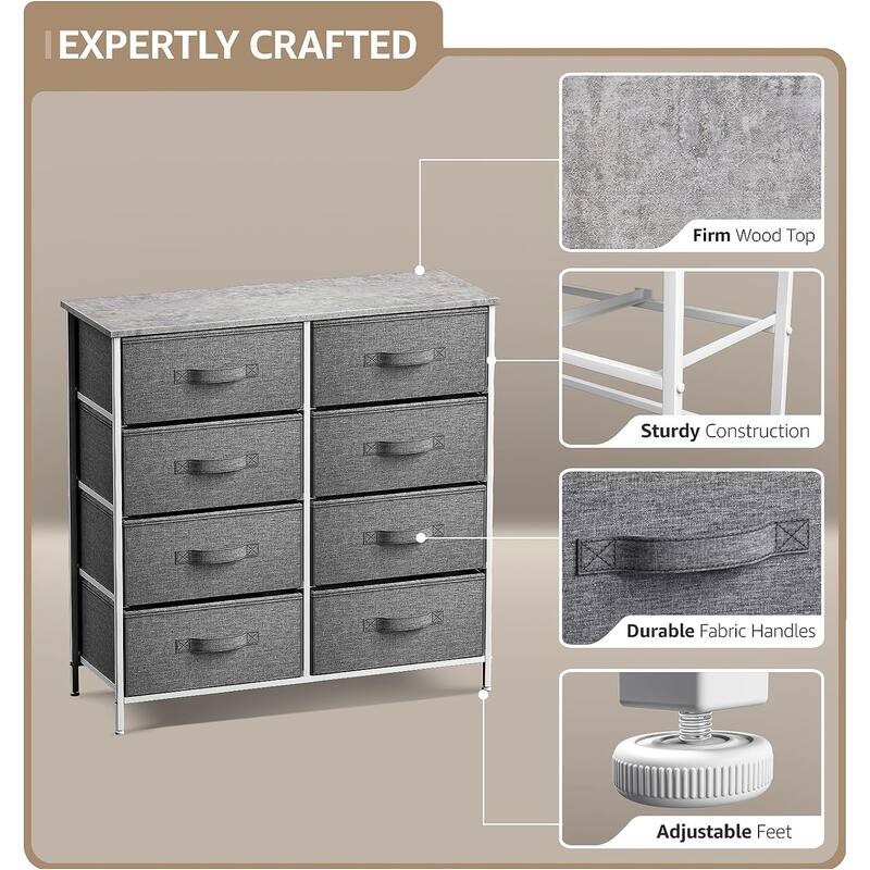 Modern Fabric and Metal 8-cubby Storage Tower