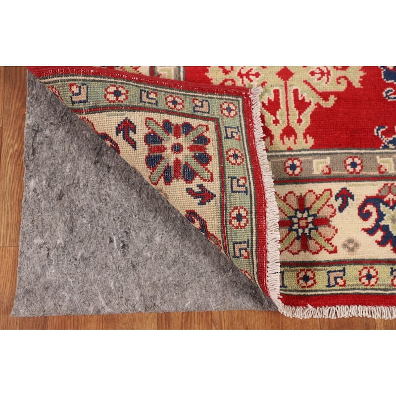 Traditional Red Kazak Area Rug Hand-Knotted Oriental Wool Carpet - 4'11" x 6'4"