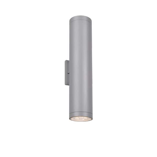 slide 2 of 2, Access Lighting Sandpiper - LED Outdoor Round Cylinder Wall Fixture - Medium - Satin Finish - Frosted Glass Diffuser Satin