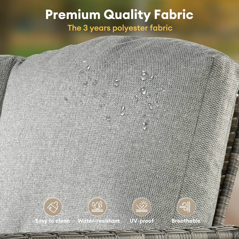 HOOOWOOO 5-piece Grey Wicker Furniture Chat Set Patio Conversation Set with Swivel Chair