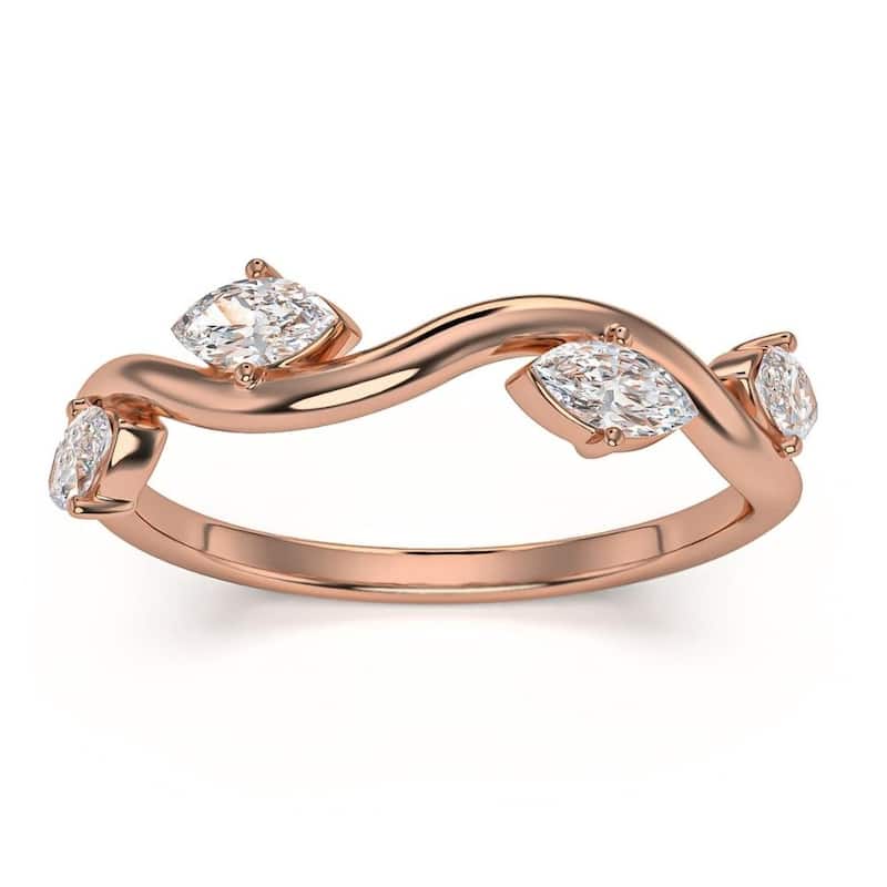 1/2Ct Marquise Diamond Wedding Vine Stackable Ring in White Yellow or Rose Gold