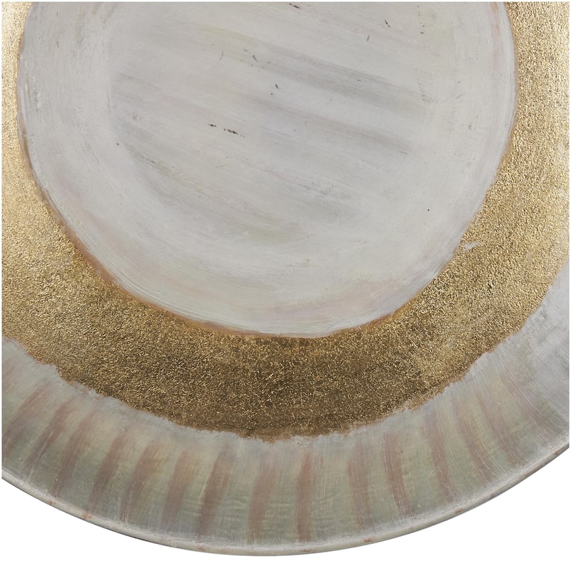 Metal Abstract 3D Circular Disk Home Wall Decor - Set of 3 Gold, Dark Blue, White - Roche River Decor