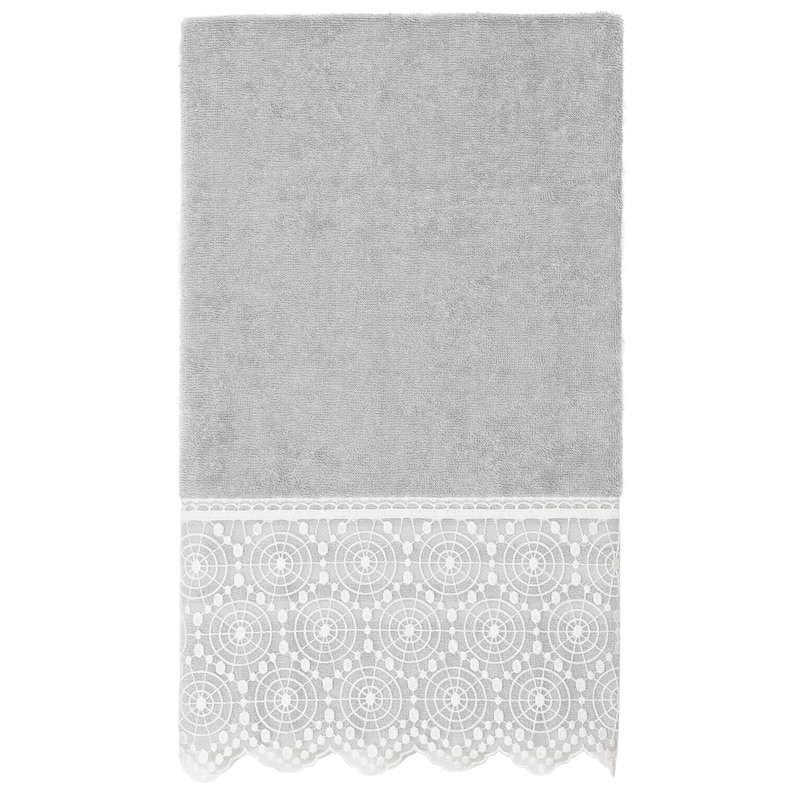 Authentic Hotel and Spa 100% Turkish Cotton Arian 3PC Cream Lace Embellished Towel Set