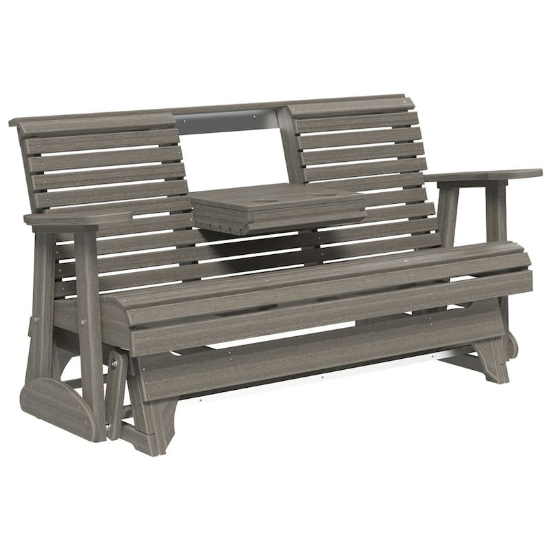 Poly Lumber Plain Rollback Patio Glider - 5' - Coastal Gray Woodgrain