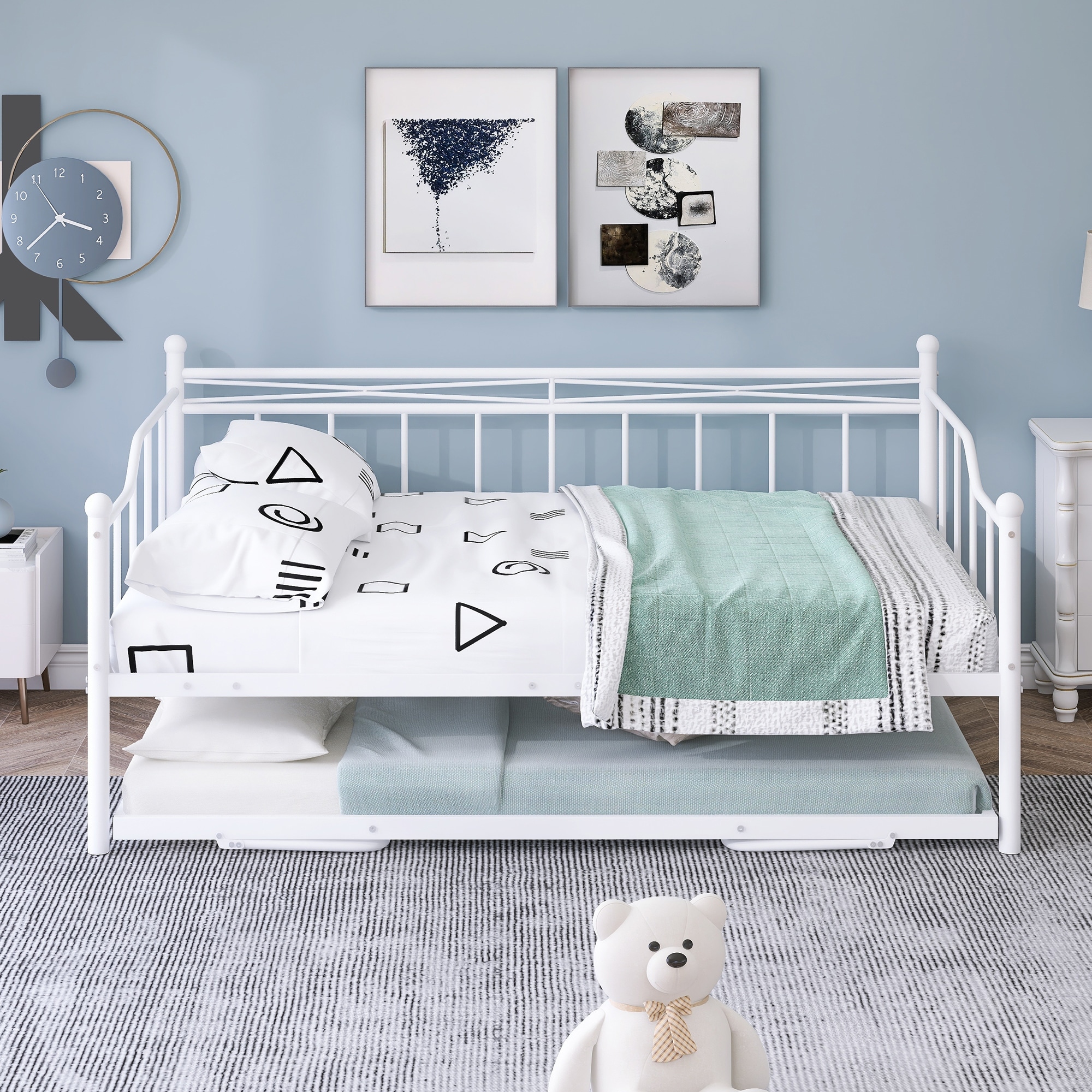 Full metal shop daybed with trundle