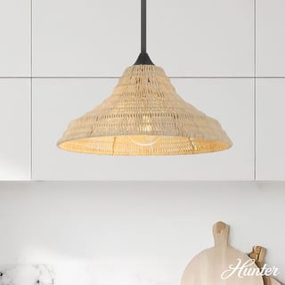 Hunter Agoura Boho Rattan Pendant - Kitchen, Bedroom, Living Room, Dining Room, Entry - Transitional, Coastal