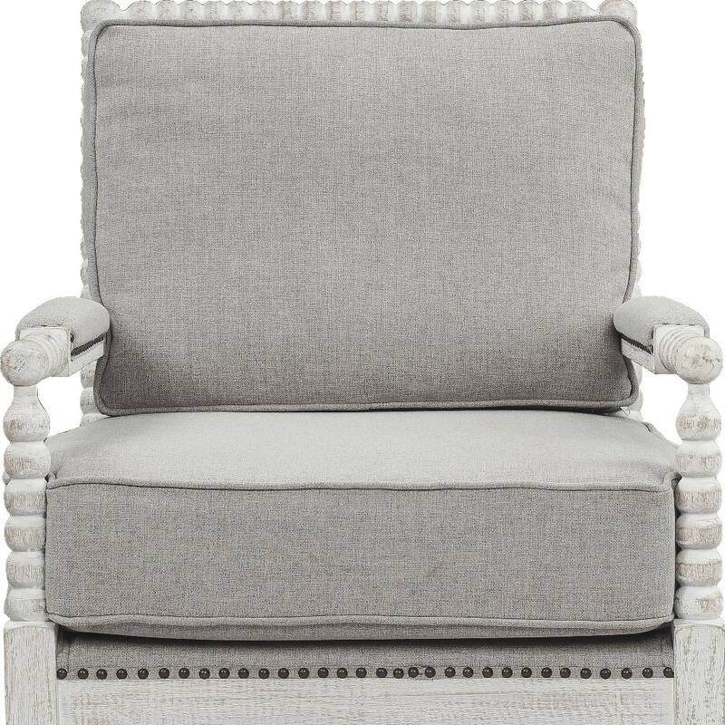 HomeRoots 35" Gray Linen And Light Oak Solid Color Club Chair - 35