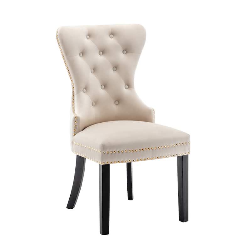 Porthos Home Caja Tufted Velvet Dining Chairs with Rubberwood Legs, Set of 2