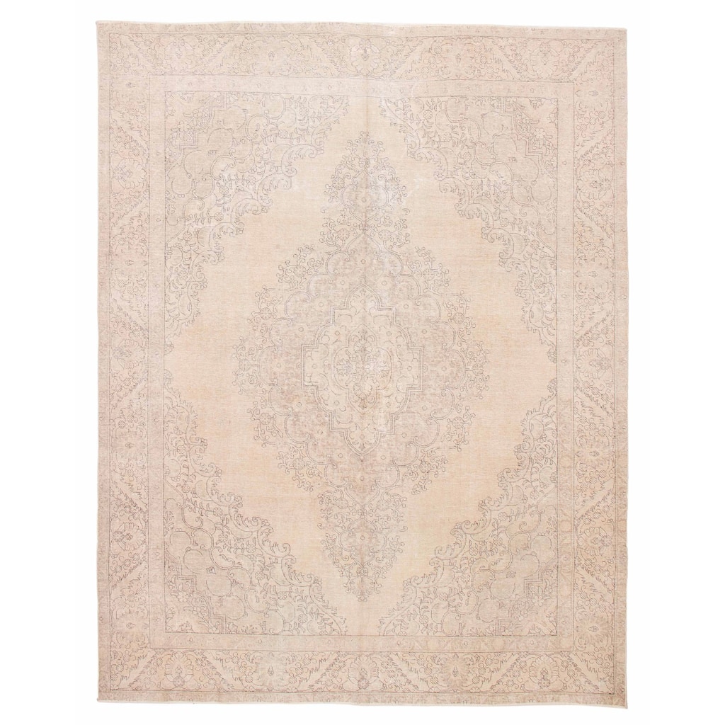 ECARPETGALLERY Hand-knotted Antalya Vintage Khaki Wool Rug - 9'5 x 12'1