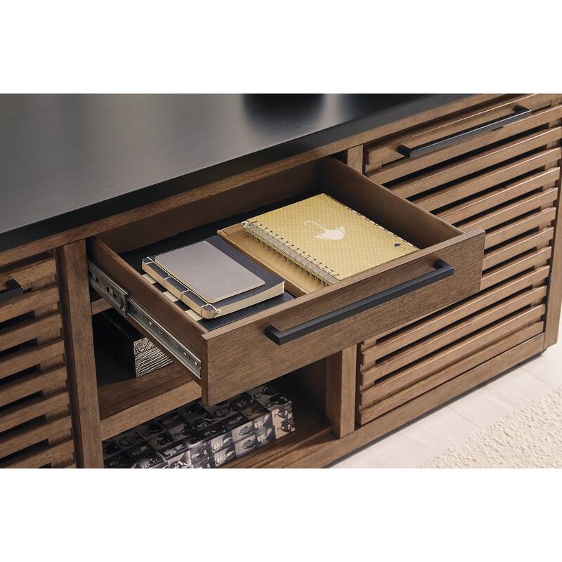 Signature Design by Ashley Kallari Warm Brown/Black Credenza - 66"W x 19"D x 28"H