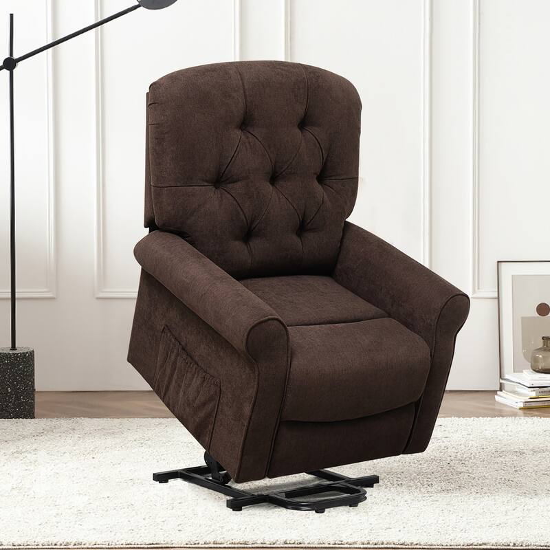 Costway Power Lift Recliner Chair Sofa for Elderly w/ Side Pocket &