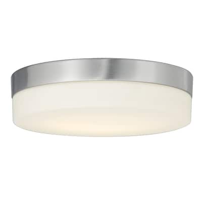 EVOLV Fusion Pixel 11-inch Brushed Nickel Round LED Flush-Mount with Opal Glass