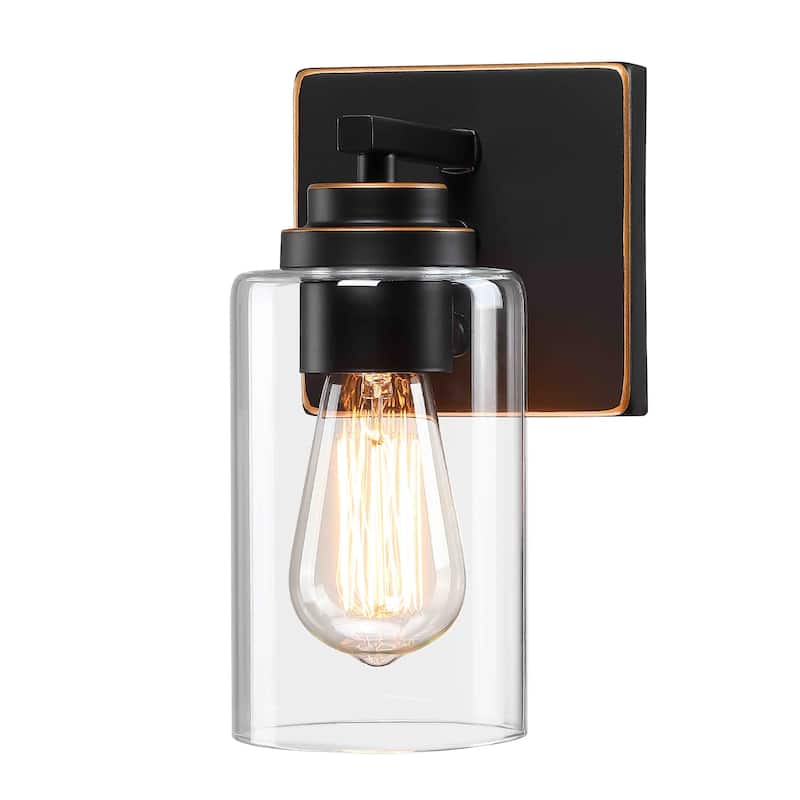 2-Light Dimmable Bath Vanity Light Wall Sconce Glass Shade(Set of 2)
