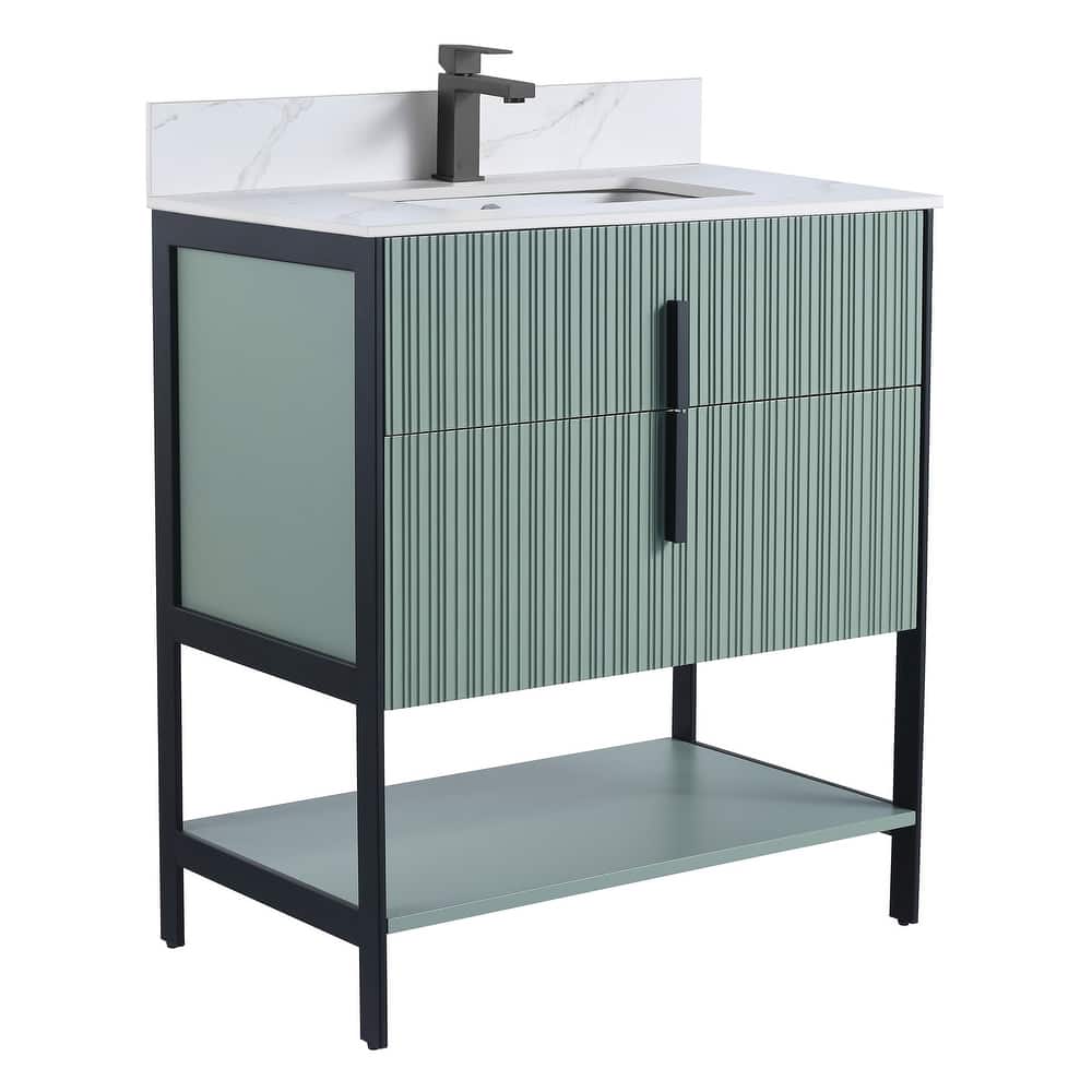Fine Fixtures Serenity Modern Bathroom Vanity with White Carrara Stone Top