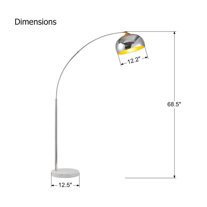 ROSEN GARDEN Arc Floor Lamp, Modern Reading Light, Bulb Not Included