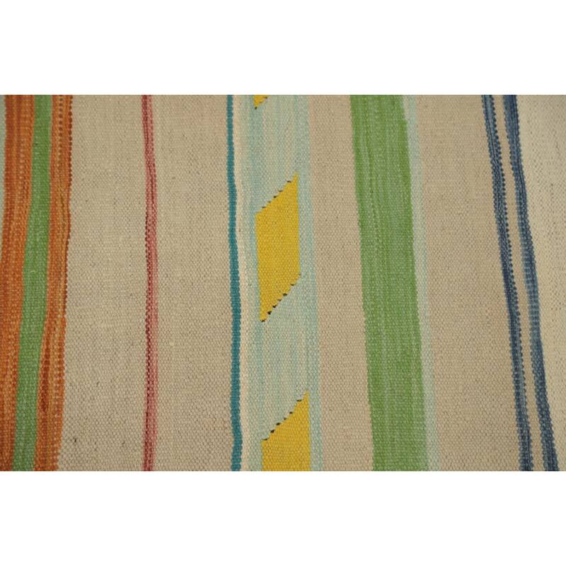 Hand Woven Oriental 100% Wool Carpet Southwestern Tribal Multi-Colored Kilim Area Rug - 12' 0'' X 8' 9''