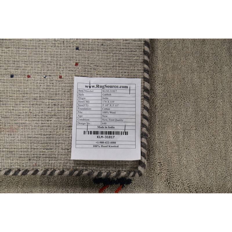 Animals Tribal Gabbeh Oriental Accent Rug Handmade Wool Carpet - 3'11"x 5'10"