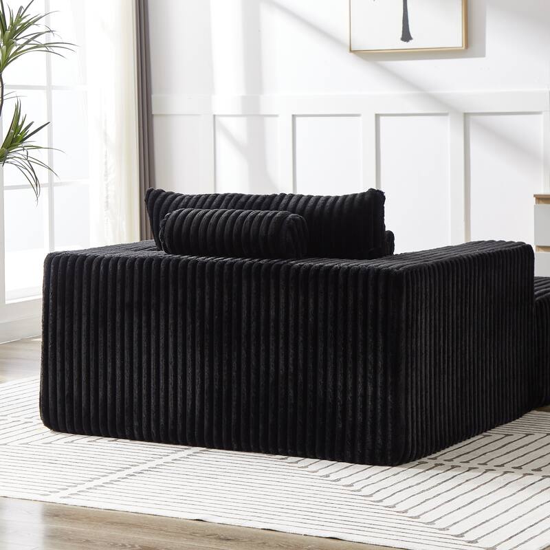 Corduroy Sponge Sofa Lounge Chair with Removable footrest