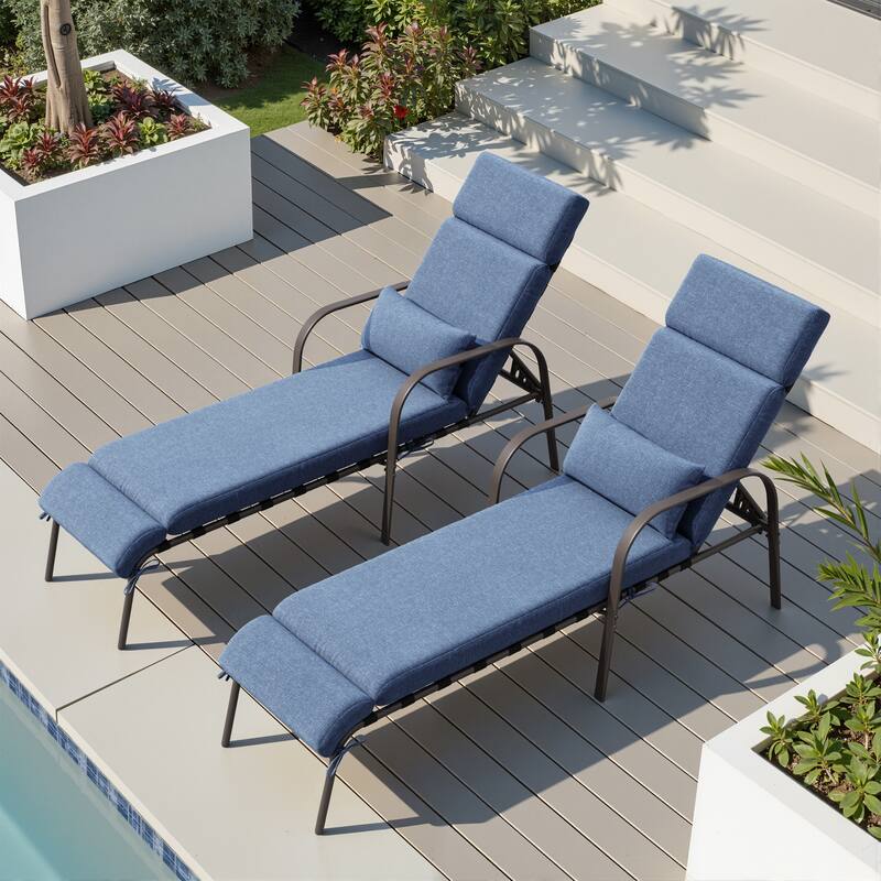 Outdoor Recliner Adjustable Chaise Lounge Chair with Cushion & Pillow