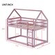preview thumbnail 7 of 5, Pink Twin over Twin House-Shaped Bunk Bed with Ladder, Guardrails, and Low Height Design