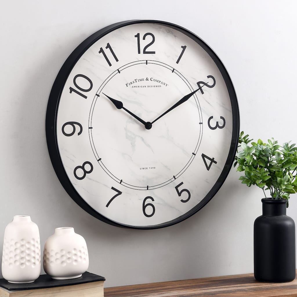 FirsTime & Co. Black Alden Marbleized Clock
