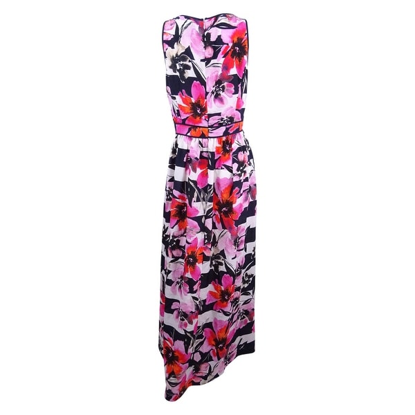 floral and stripe maxi dress