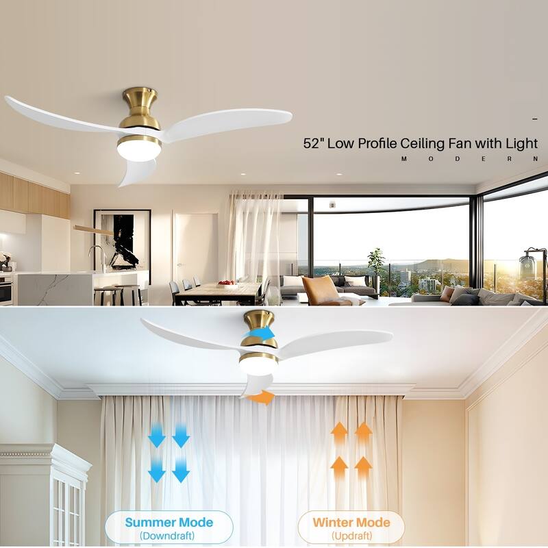 Modern Ceiling Fan With Light Smart Life APP Remote Control Timer For Alexa Google Bedroom Farmhouse